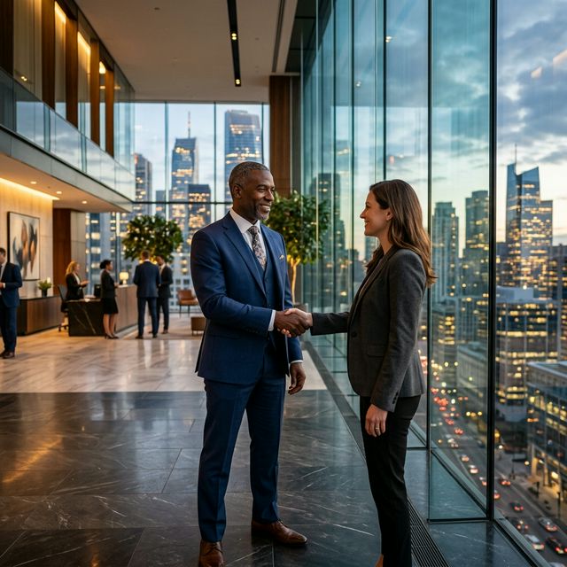 Business executive handshake